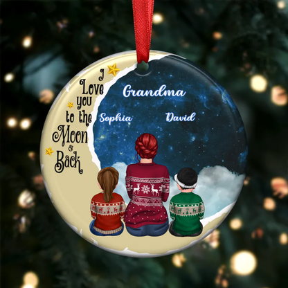 Shineful Grandma Grandkids - I Love You To The Moon And Back Personalized Ornament