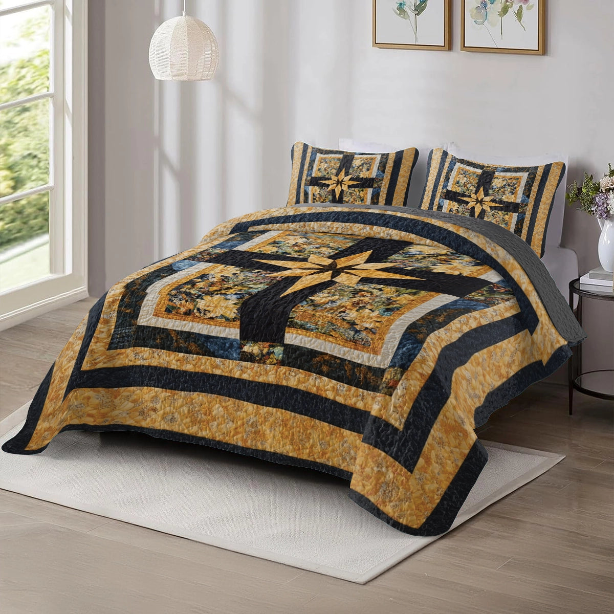 Shineful All Season Quilt 3-Piece Set God Golden Compass