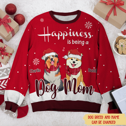 Happiness Being Dog Mom - Personalized Custom All-Over-Print Sweatshirt