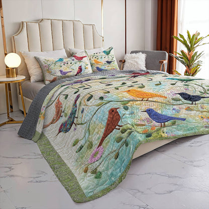 Shineful All Season Quilt 3-Piece Set Singing Birds