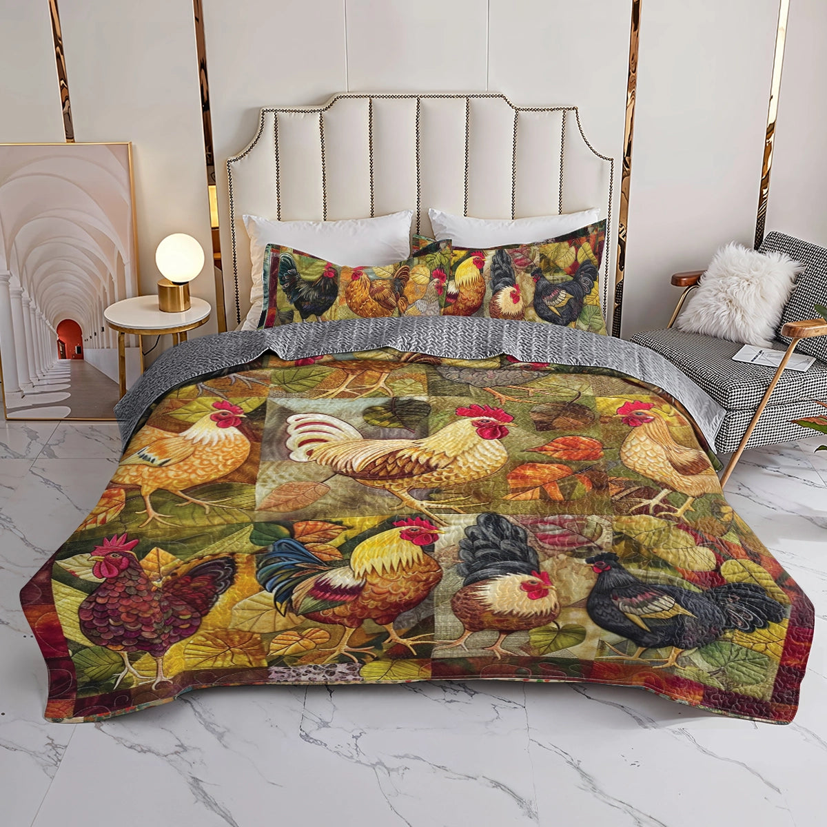 Shineful All Season Quilt 3-teiliges Set Harvest Chicken