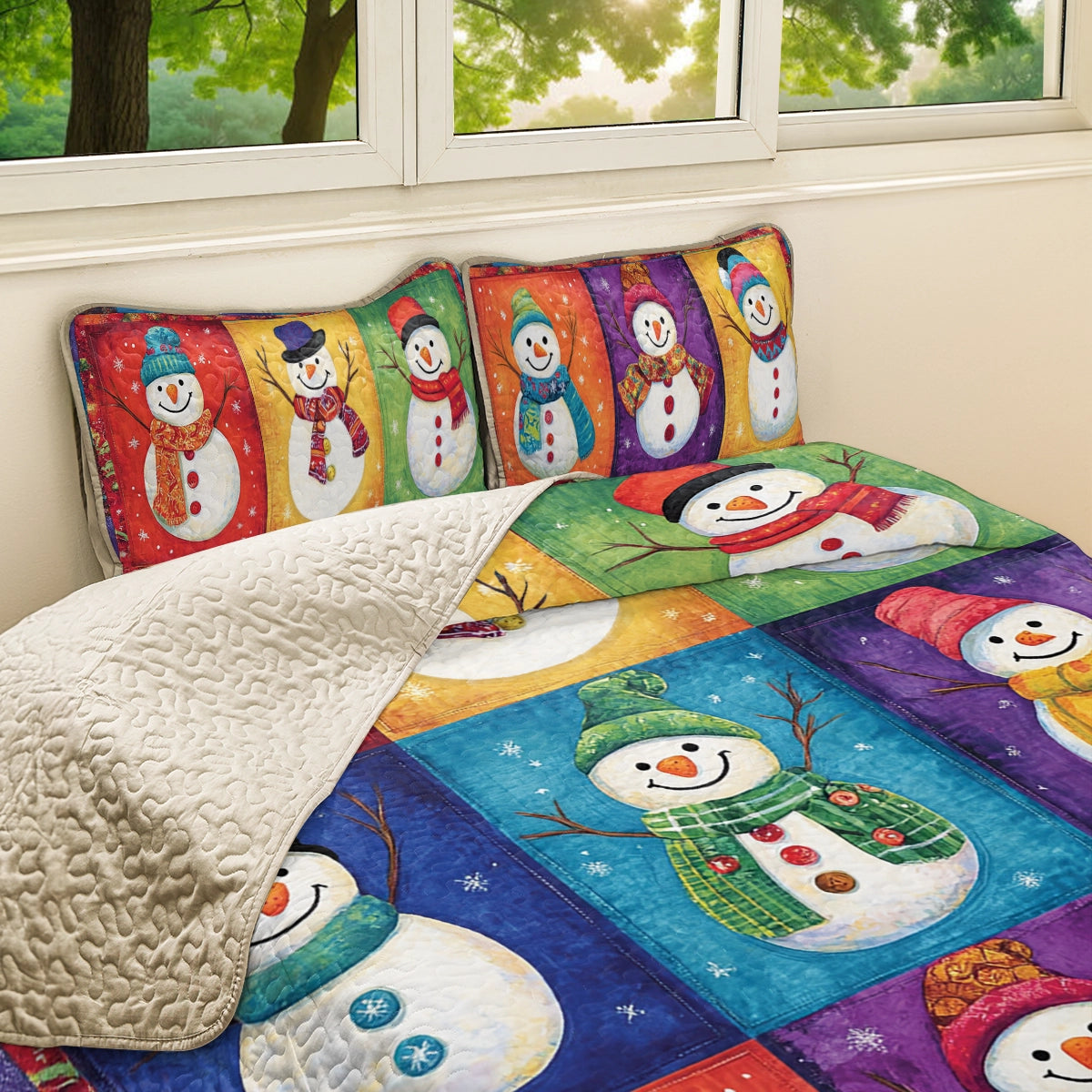 Shineful All Season Quilt 3-Piece Set - Christmas Jolly Snowmen