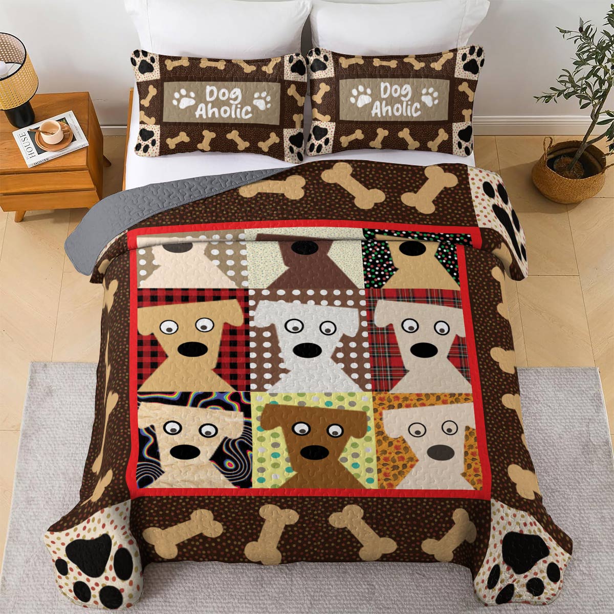 Shineful All Season Quilt 3-teiliges Set Lustiger Hund 