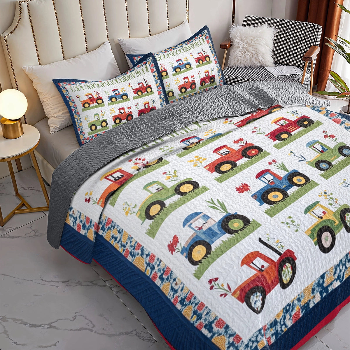 Shineful All Season Quilt 3-Piece Set Tractor Treasures