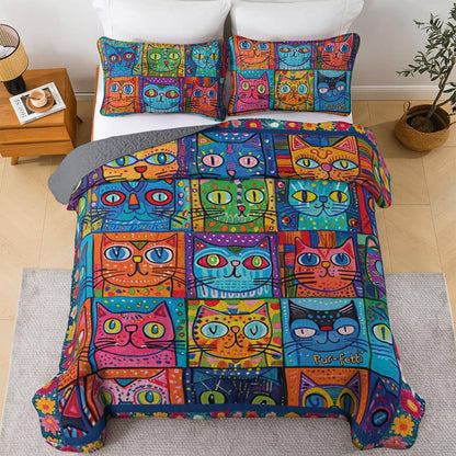 Shineful All Season Quilt 3-Piece Set Mystery Cat