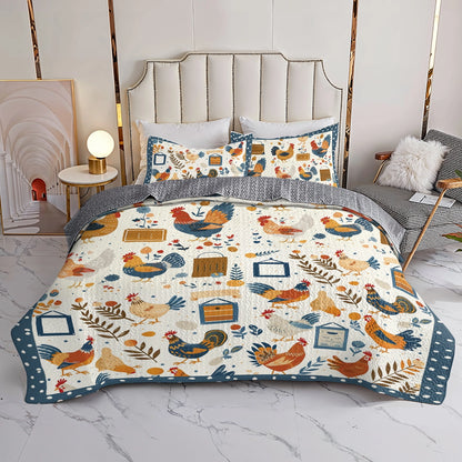 Shineful All Season Quilt 3-Piece Set Rustic Chicken