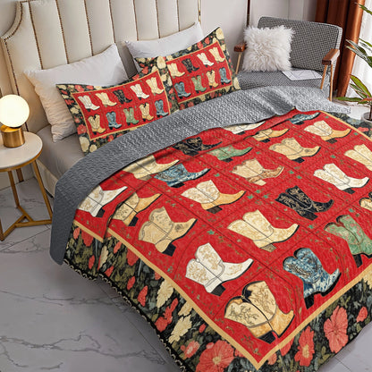 Shineful All Season Quilt 3-Piece Set Cowboy Kick Up Your Boots