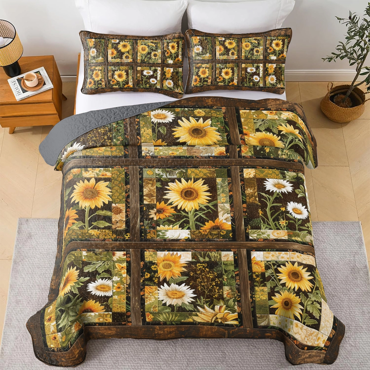 Shineful All Season Quilt 3-Piece Set Sunflower Serenade