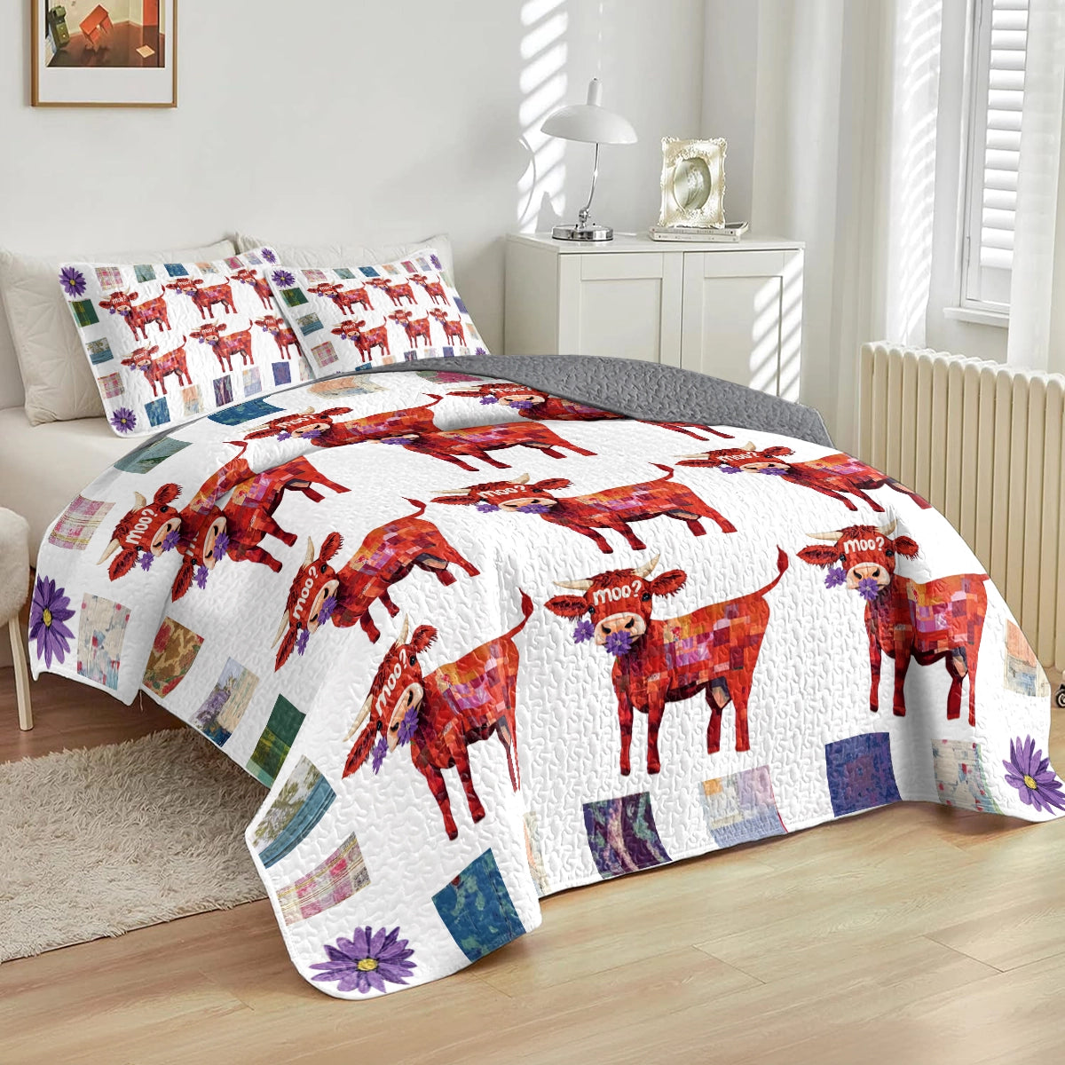 Shineful All Season Quilt 3-teiliges Set Whimsy Cow