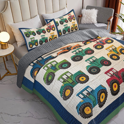 Shineful All Season Quilt 3-Piece Set Tractor Trails