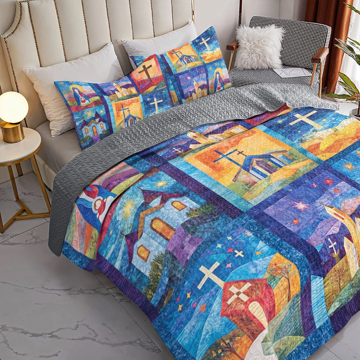 Shineful All Season Quilt 3-Piece Set God Churches of Faith