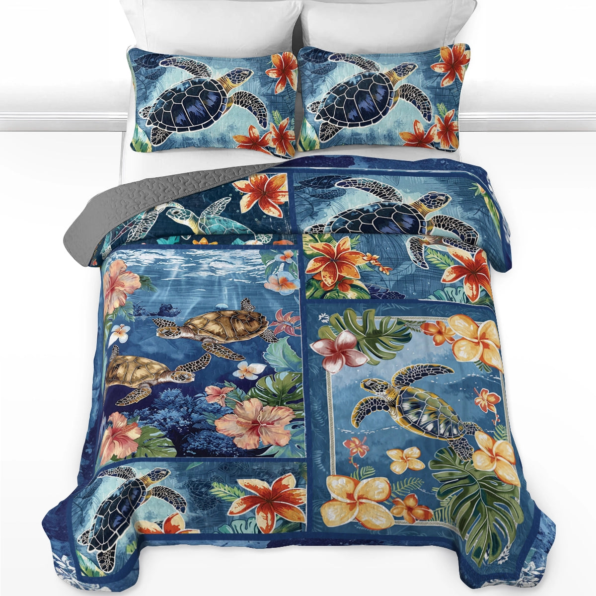 Shineful All Season Quilt 3-Piece Set Sea Turtle Ocean Dreams