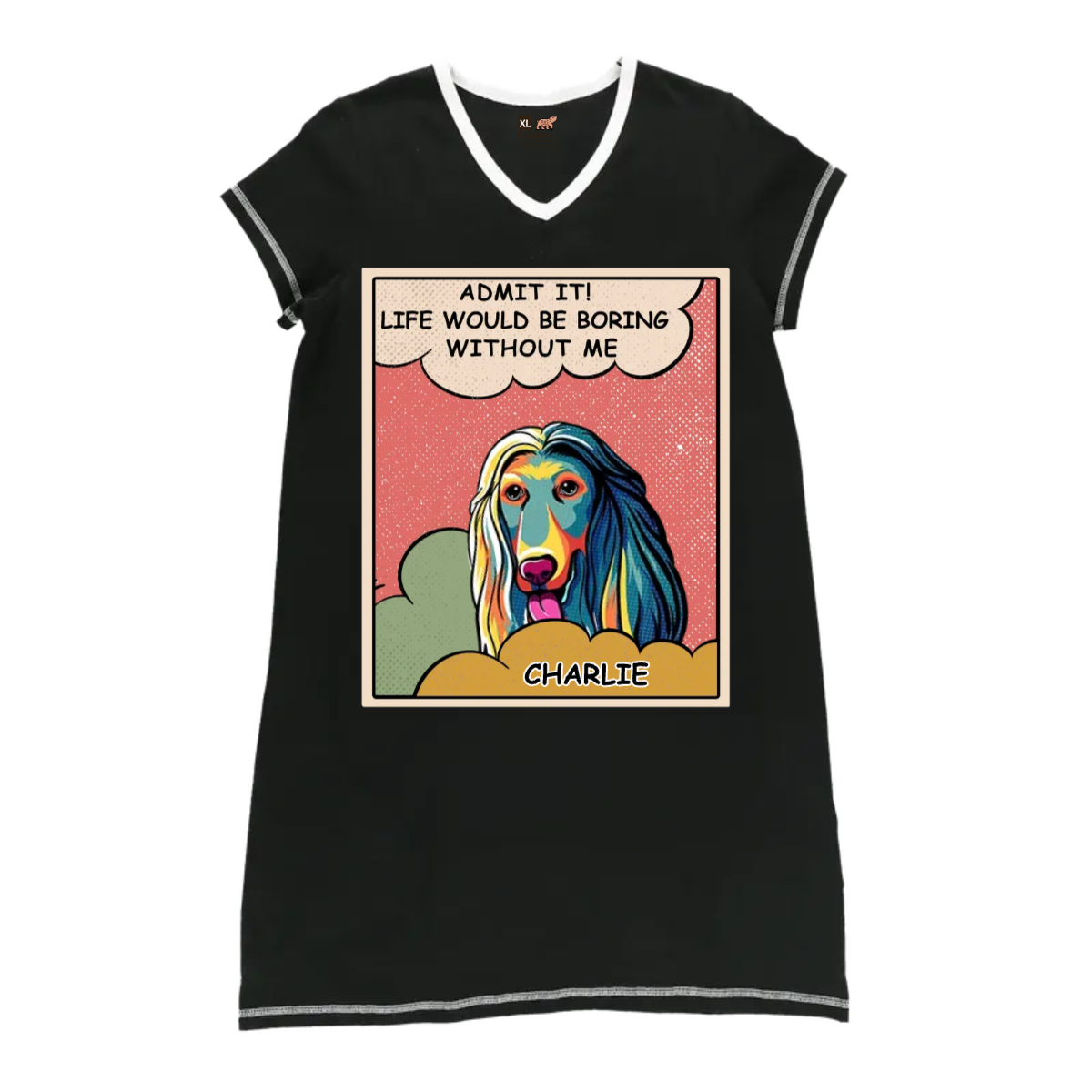 Dog Lovers - Boring Without Popart Personalized Women’s V-Neck Nightshirts V-Neck Women’s