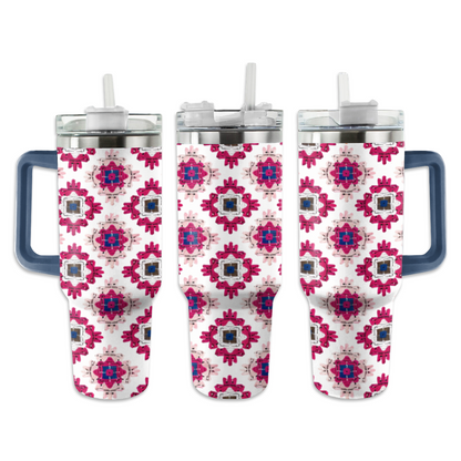 Shineful Tumbler Crochet Granny/Mom Pink Square Blanket KL30