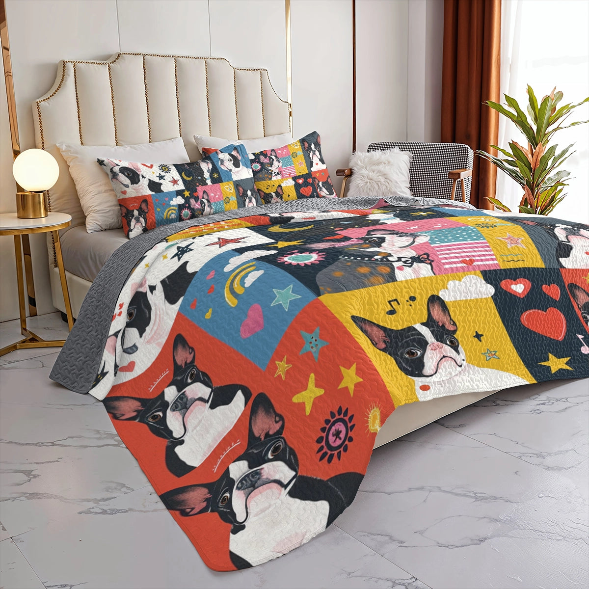 Shineful All Season Quilt 3-Piece Set Boston Terriers Bonanza