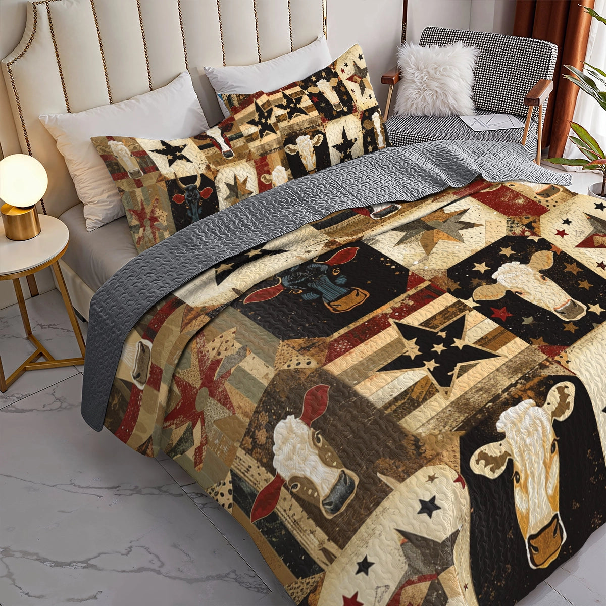 Shineful All Season Quilt 3-Piece Set Cow Country Star