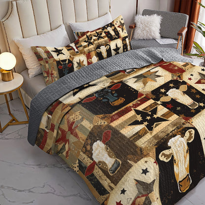 Shineful All Season Quilt 3-Piece Set Cow Country Star