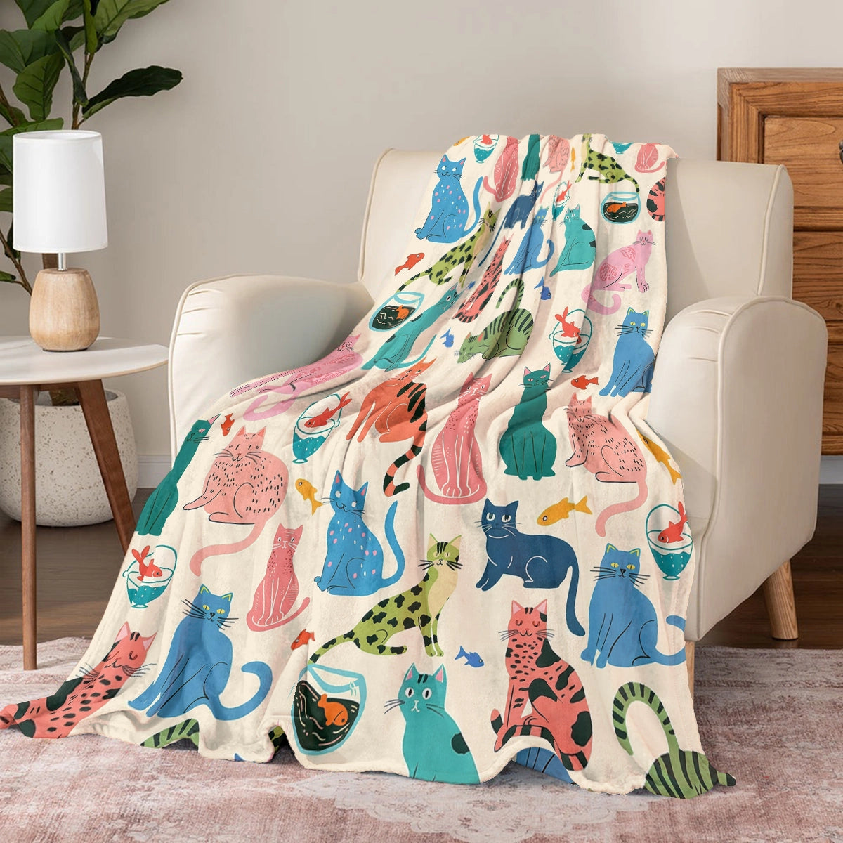 Shineful Fleece Blanket Purrfectly Cute Cat