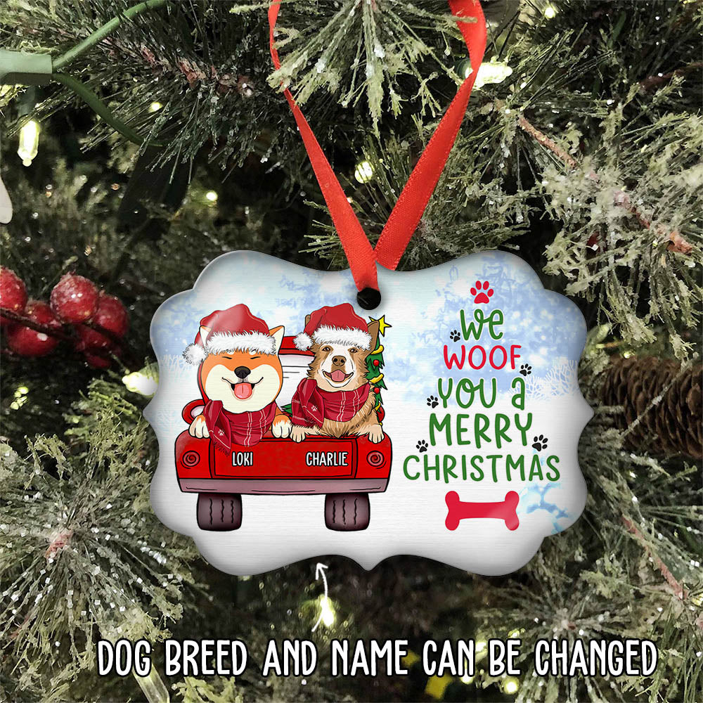 Dog Lovers - Woof You Christmas Shinefulgift® Perzonalized Aluminium Ornament