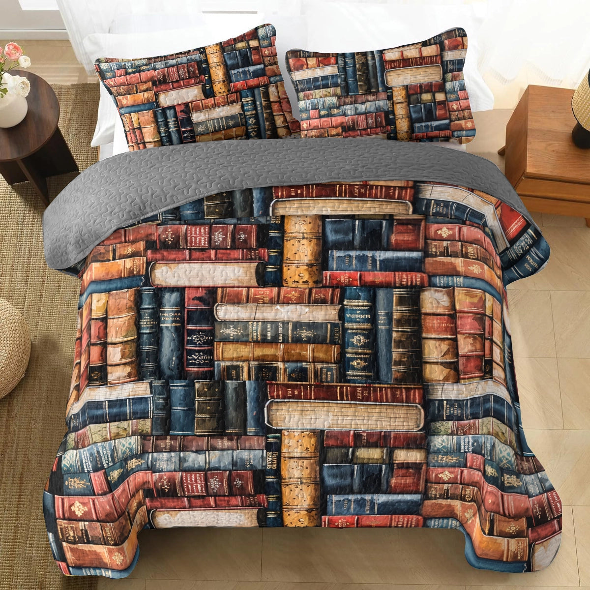 Shineful All Season Quilt 3-Piece Set Reading Library Dreams