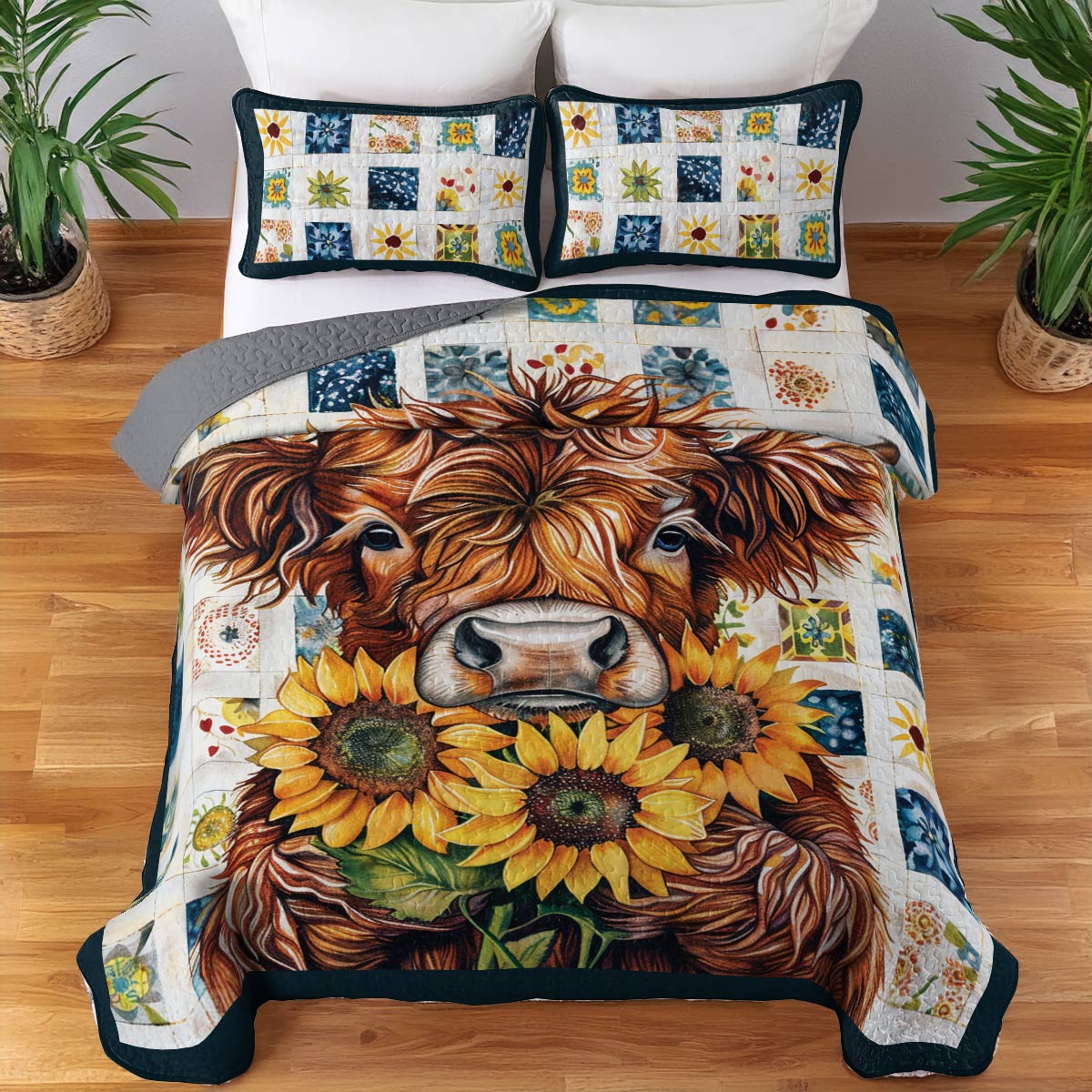 Shineful All Season Quilt 3-Piece Set Cow Patchwork