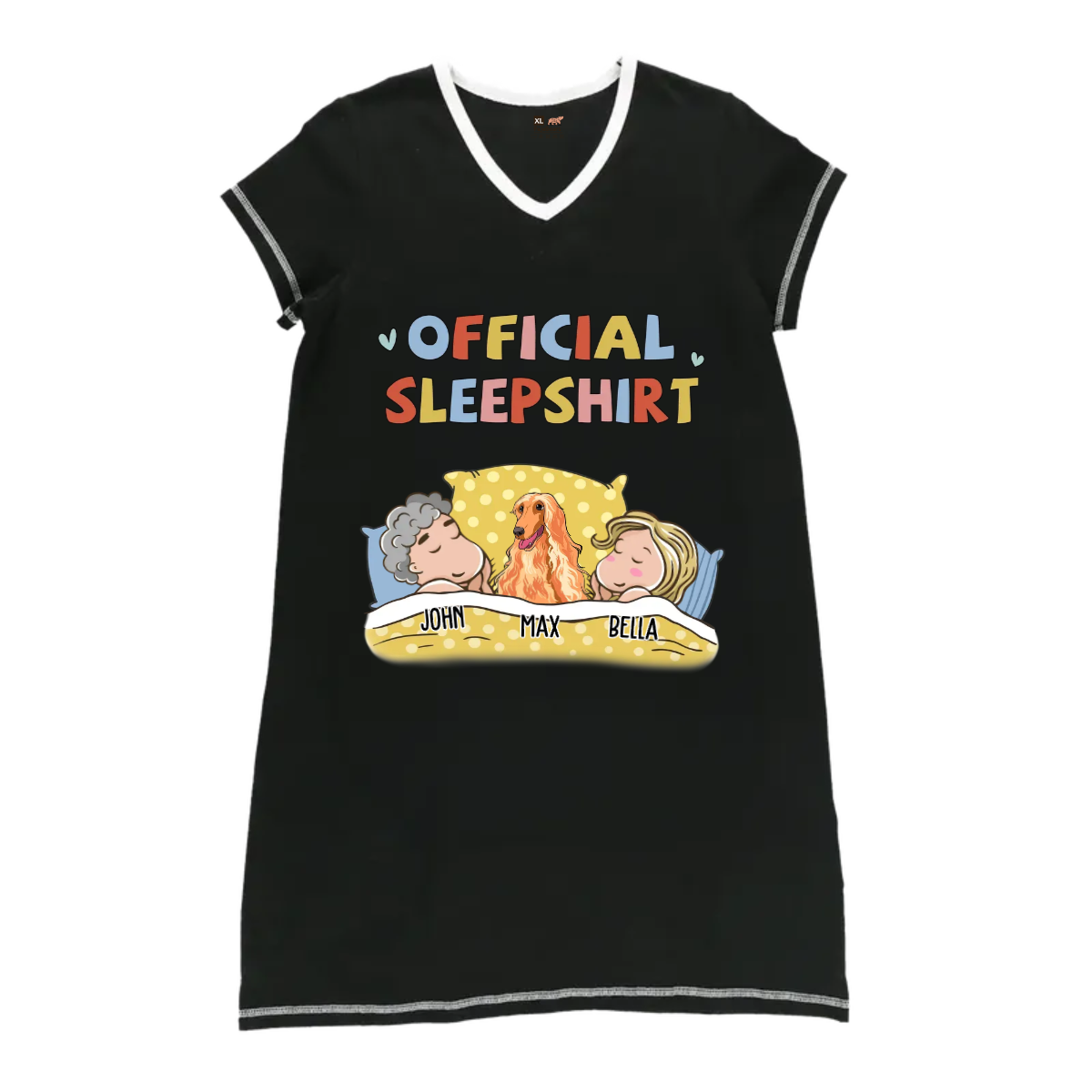 Pet Lovers - Sleeping Sleepshirt Couple Personalized Women’s V-Neck Nightshirts V-Neck Women’s