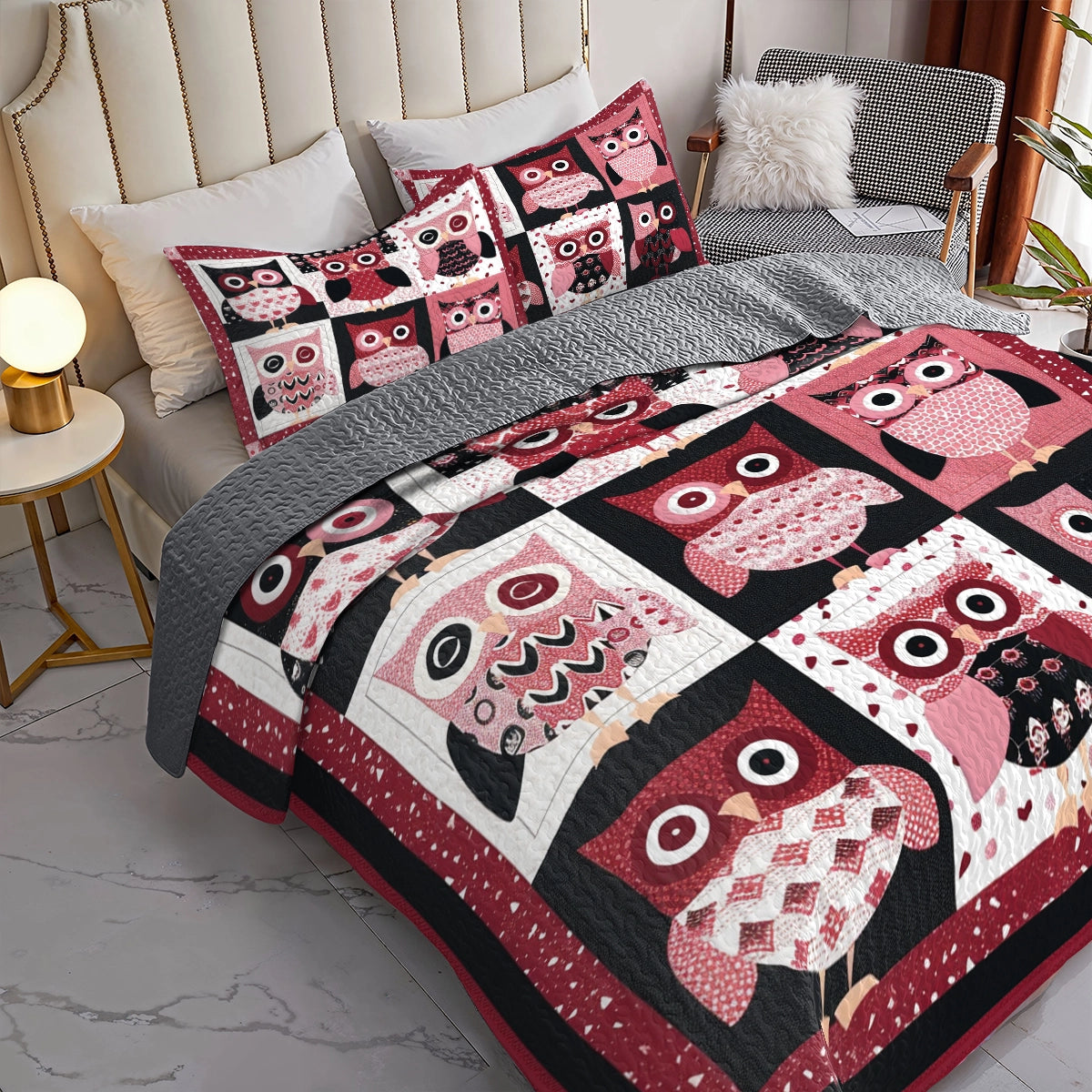 Shineful All Season Quilt 3-Piece Set Cozy Owl