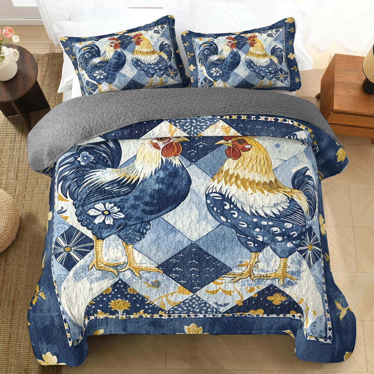 Shineful All Season Quilt 3-Piece Set Sunny Rooster