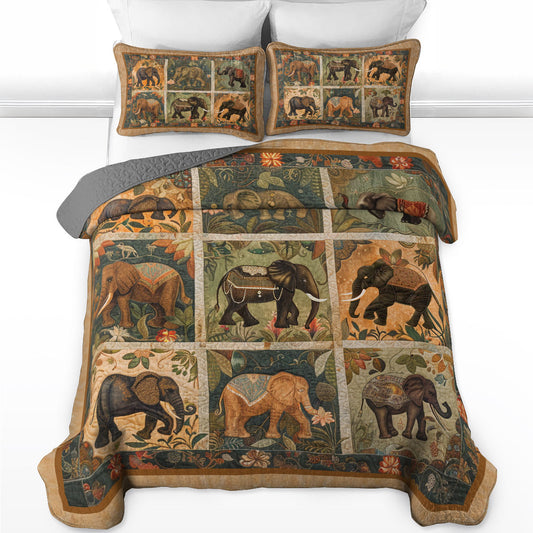 Shineful All Season Quilt 3-Piece Set Majestic Elephant