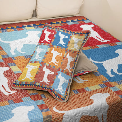 Shineful All Season Quilt 3-Piece Set - Colorful Labrador Patchworks