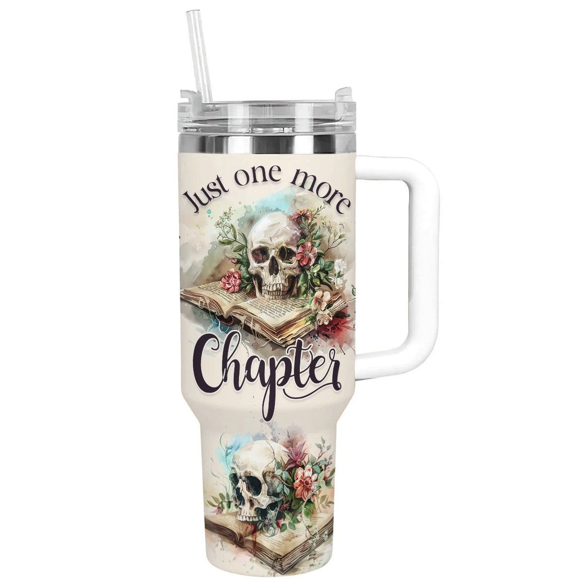 Shineful Tumbler Reading Skull & Books