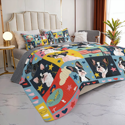 Shineful All Season Quilt 3-Piece Set Boston Terriers Dreamland