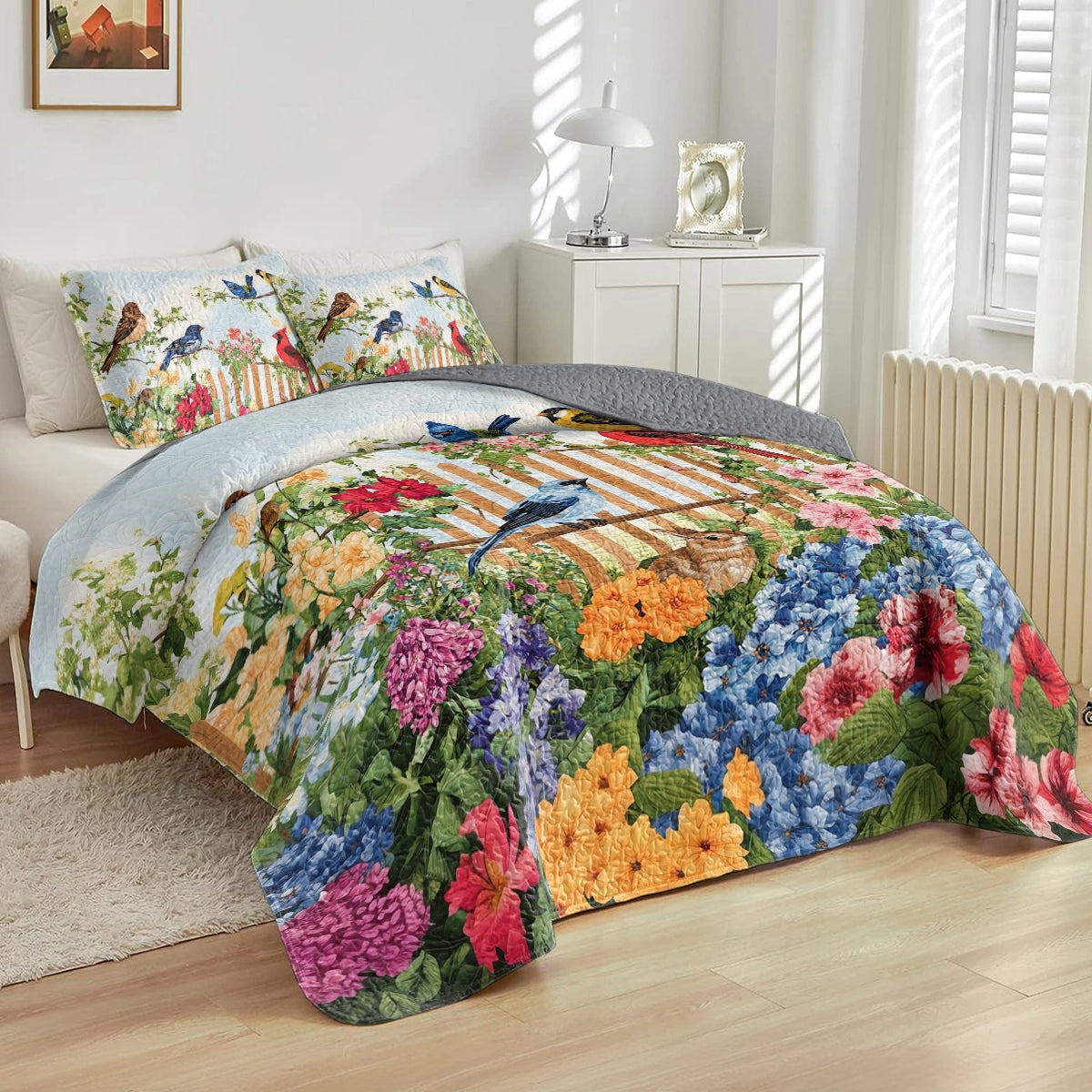 Shineful All Season Quilt 3-Piece Set Bird Melody