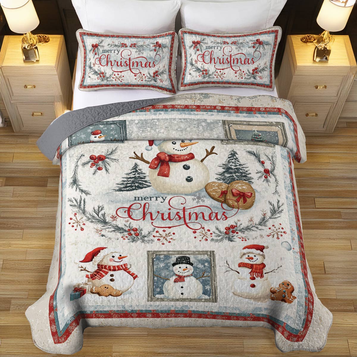 Shineful All Season Quilt 3-Piece Set Snowy Christmas