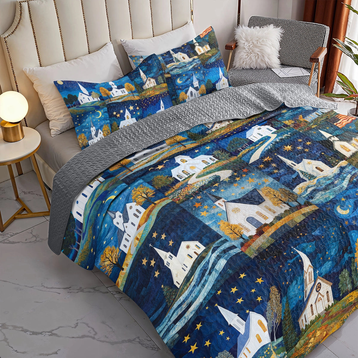 Shineful All Season Quilt 3-Piece Set God Faithful Night