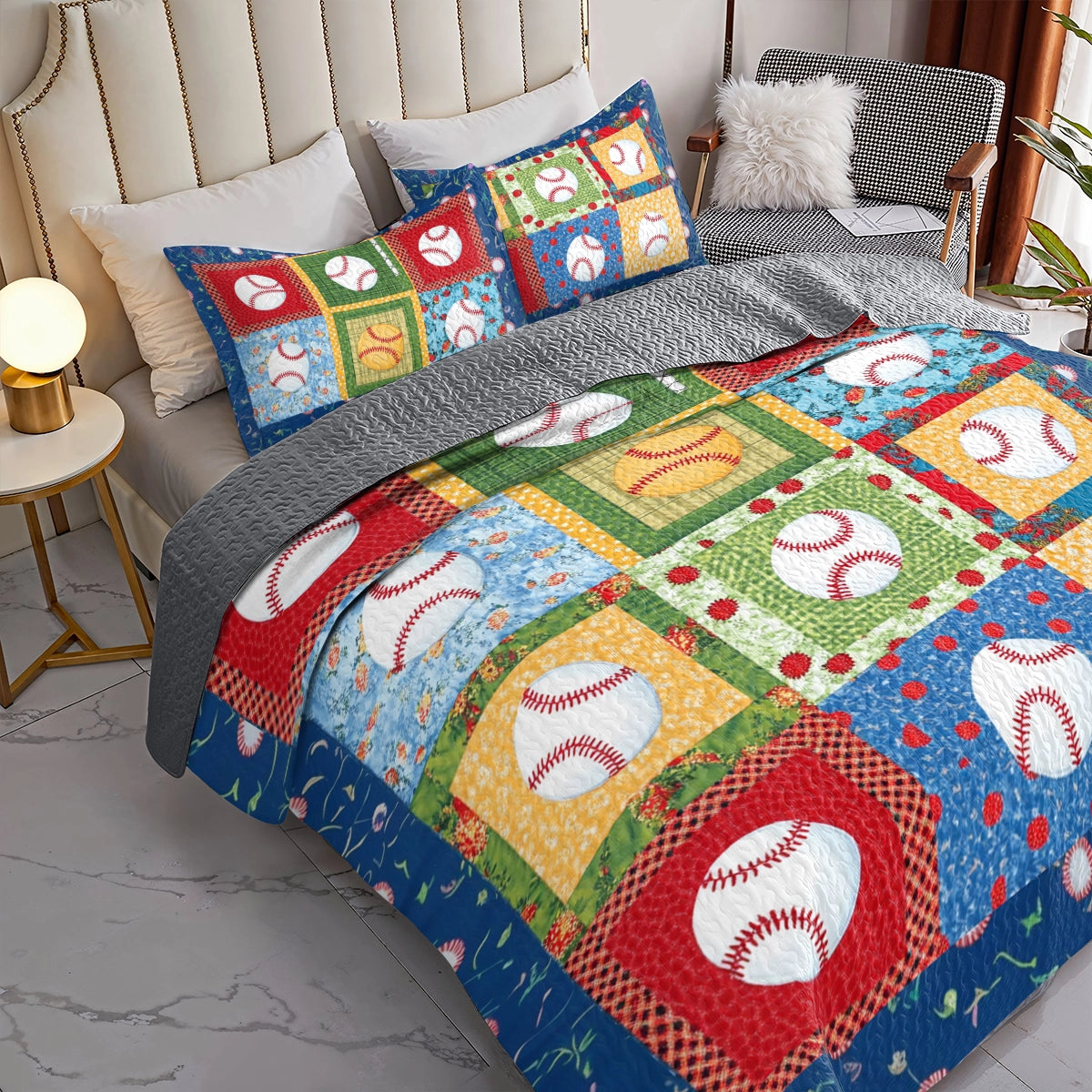 Shineful All Season Quilt 3-Piece Set Baseball Dreams