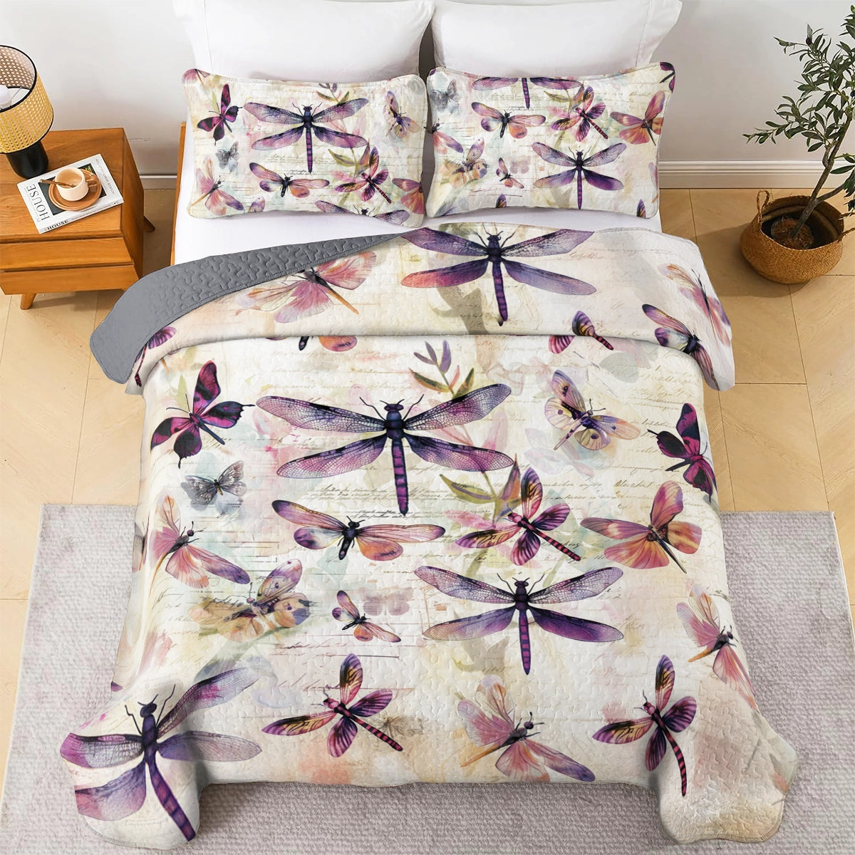 Shineful All Season Quilt 3-Piece Set Dragonfly Dreams