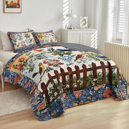 Shineful All Season Quilt 3-Piece Set Bird Garden Melody Blis