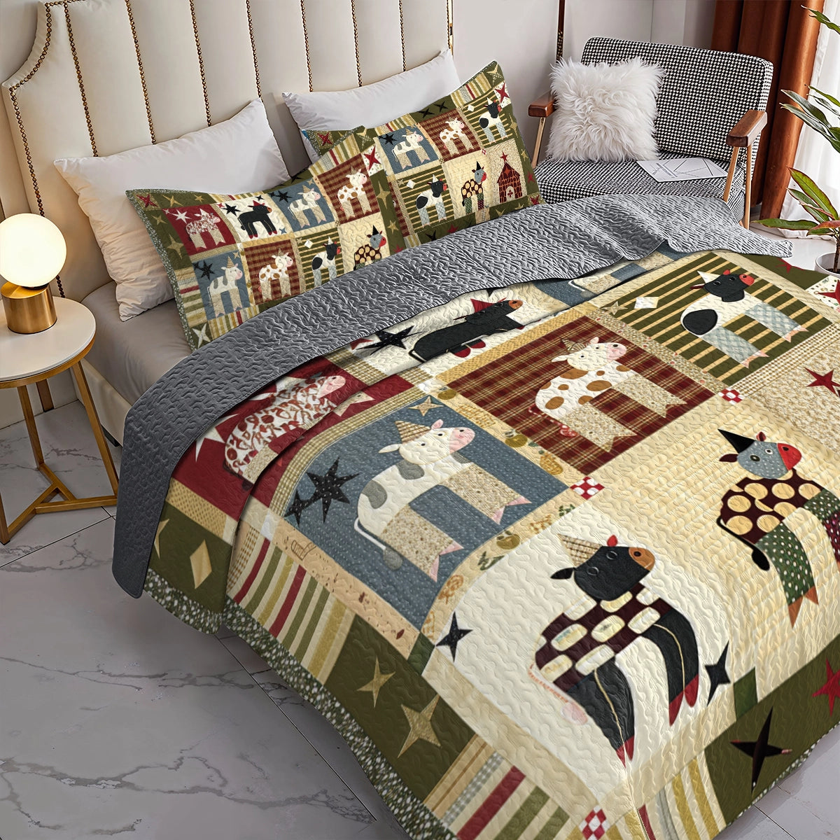 Shineful All Season Quilt 3-Piece Set Cow Barnyard Bliss