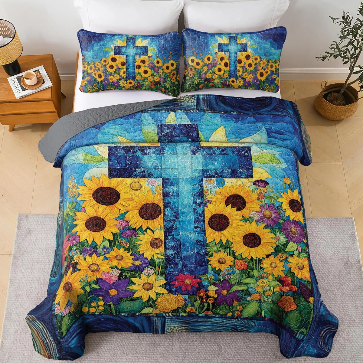 Shineful All Season Quilt 3-Piece Set - Graceful Floral God