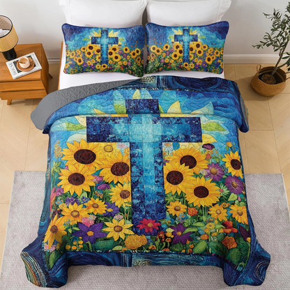 Shineful All Season Quilt 3-Piece Set - Graceful Floral God