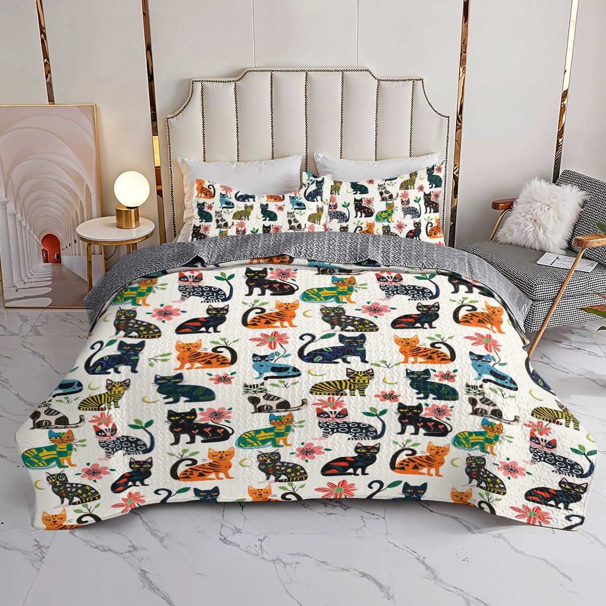 Shineful All Season Quilt 3-teiliges Set Cat Playful Paws