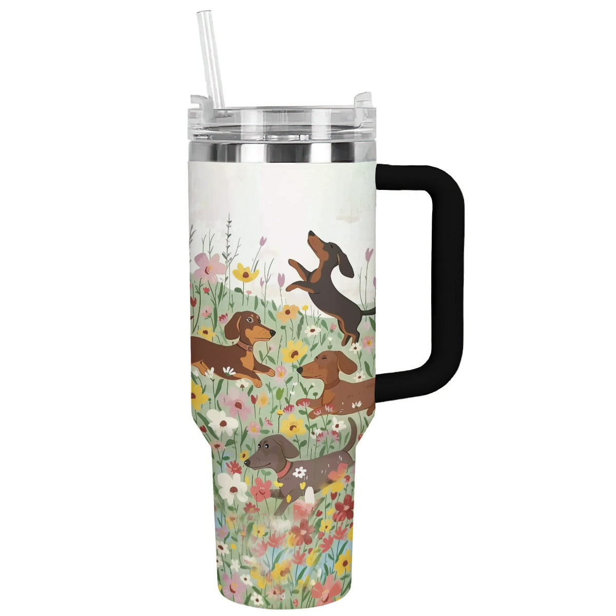 Dog 40 Oz Shineful™ Tumbler Flower Garden Nl09 Black 40Oz