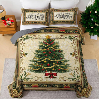 Shineful All Season Quilt 3-Piece Set Classic Christmas Tree