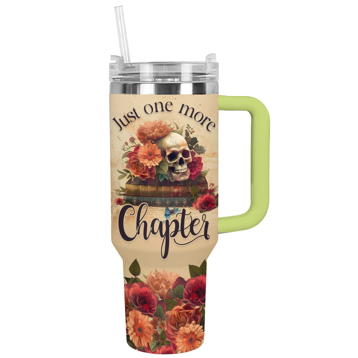 Glänzender Becher Totenkopf &amp; Blumen Lesen