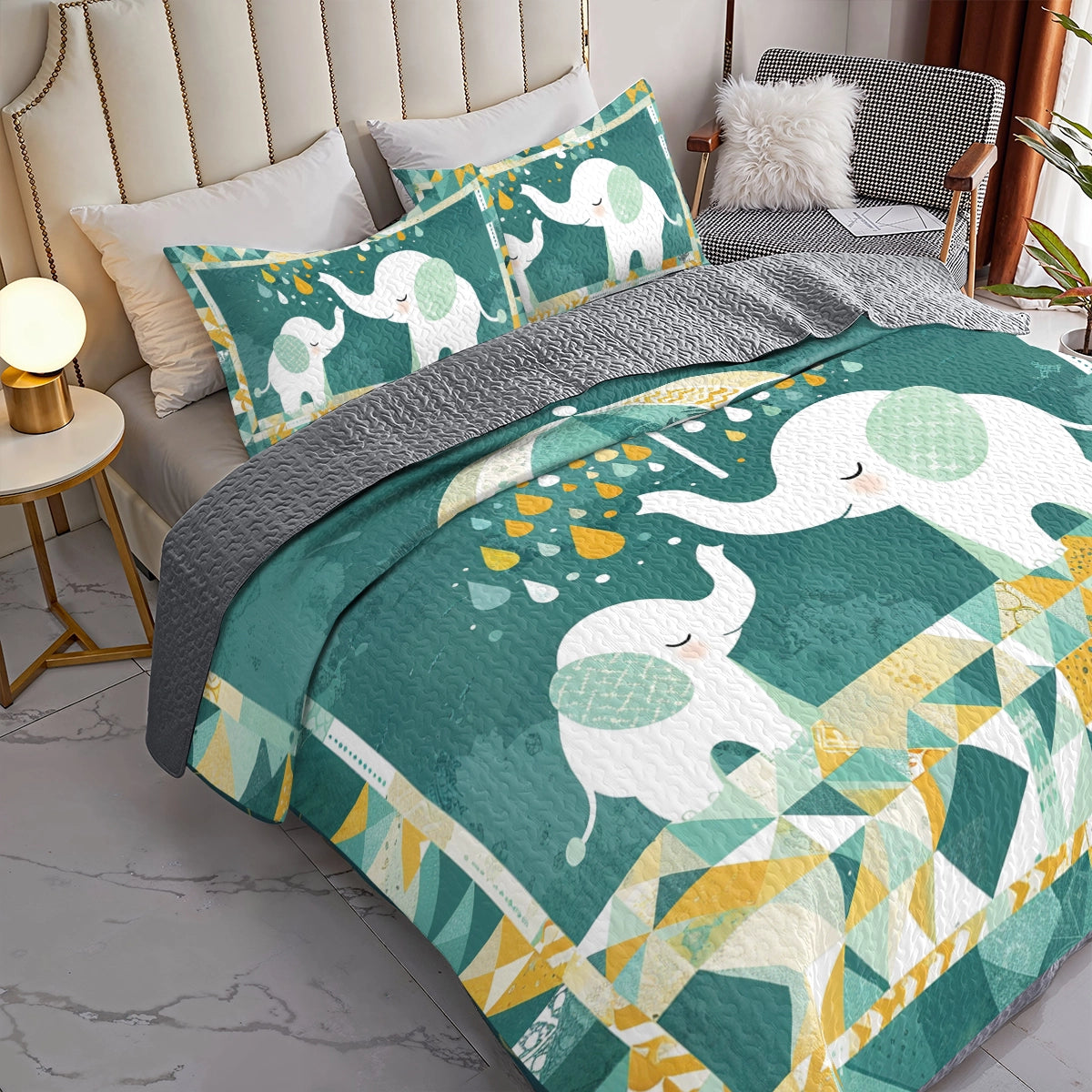 Shineful All Season Quilt 3-Piece Set Elephant Good Dream