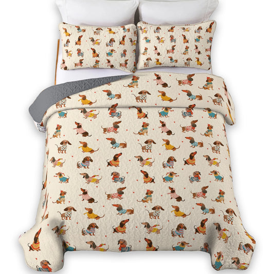 Shineful All Season Quilt 3-Piece Set Dachshund Fashion