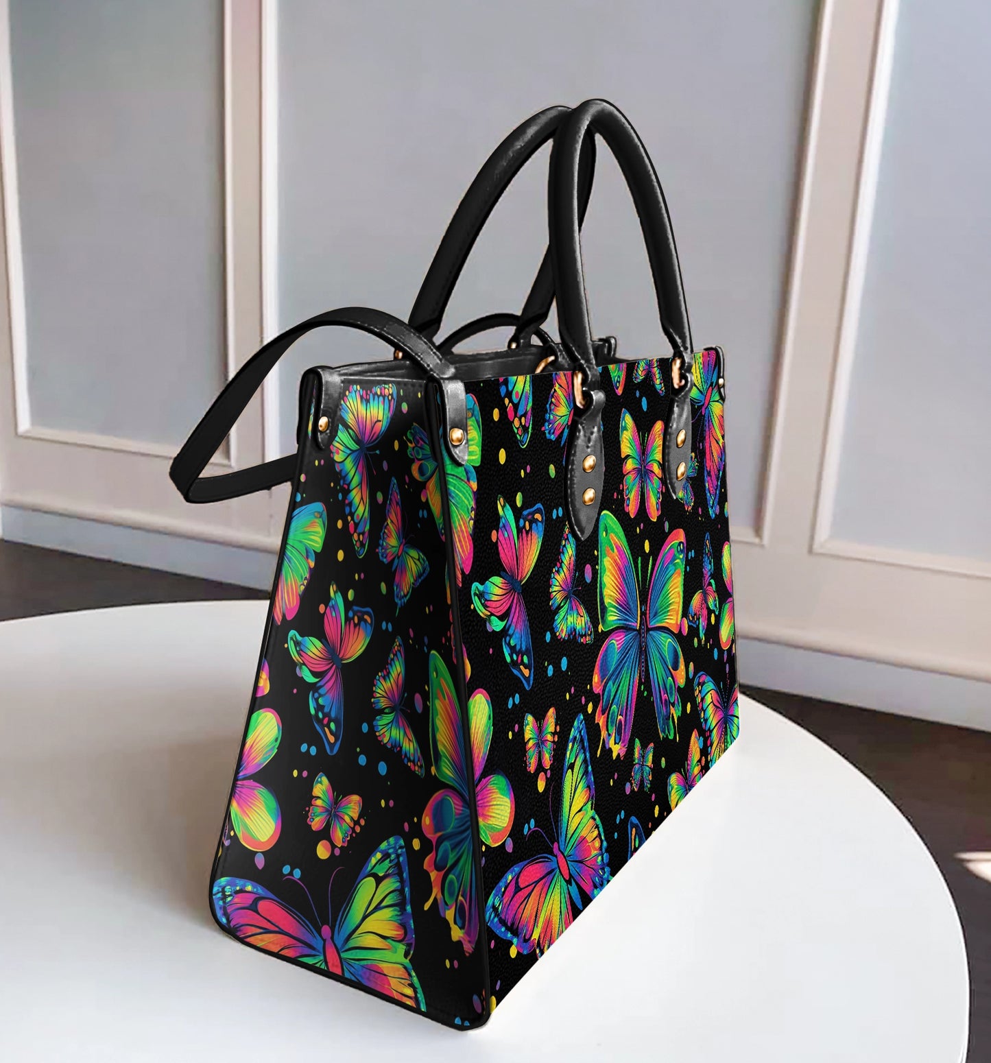 Shineful Leather Bag Neon Butterfly Dreams