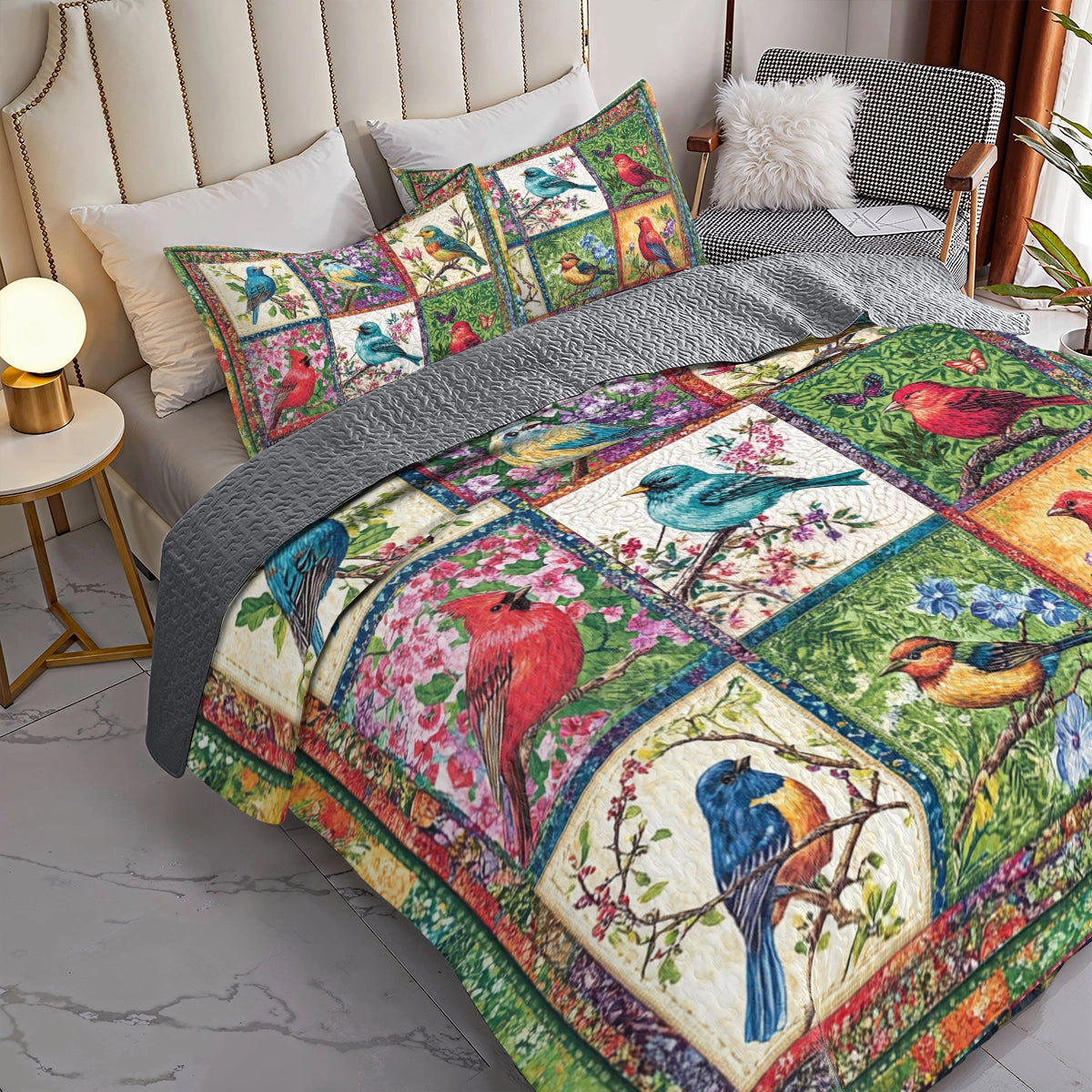 Shineful All Season Quilt 3-Piece Set Song Bird Symphony