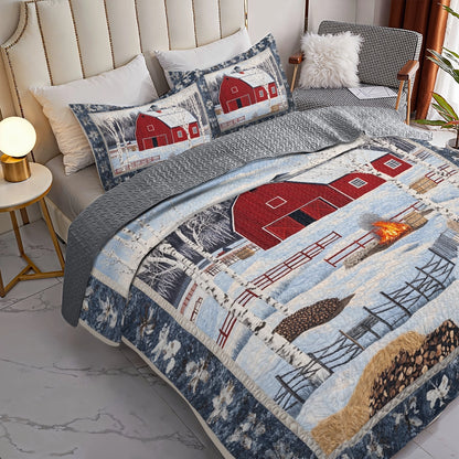 Shineful All Season Quilt 3-Piece Set Cozy Cabin Nights Christmas